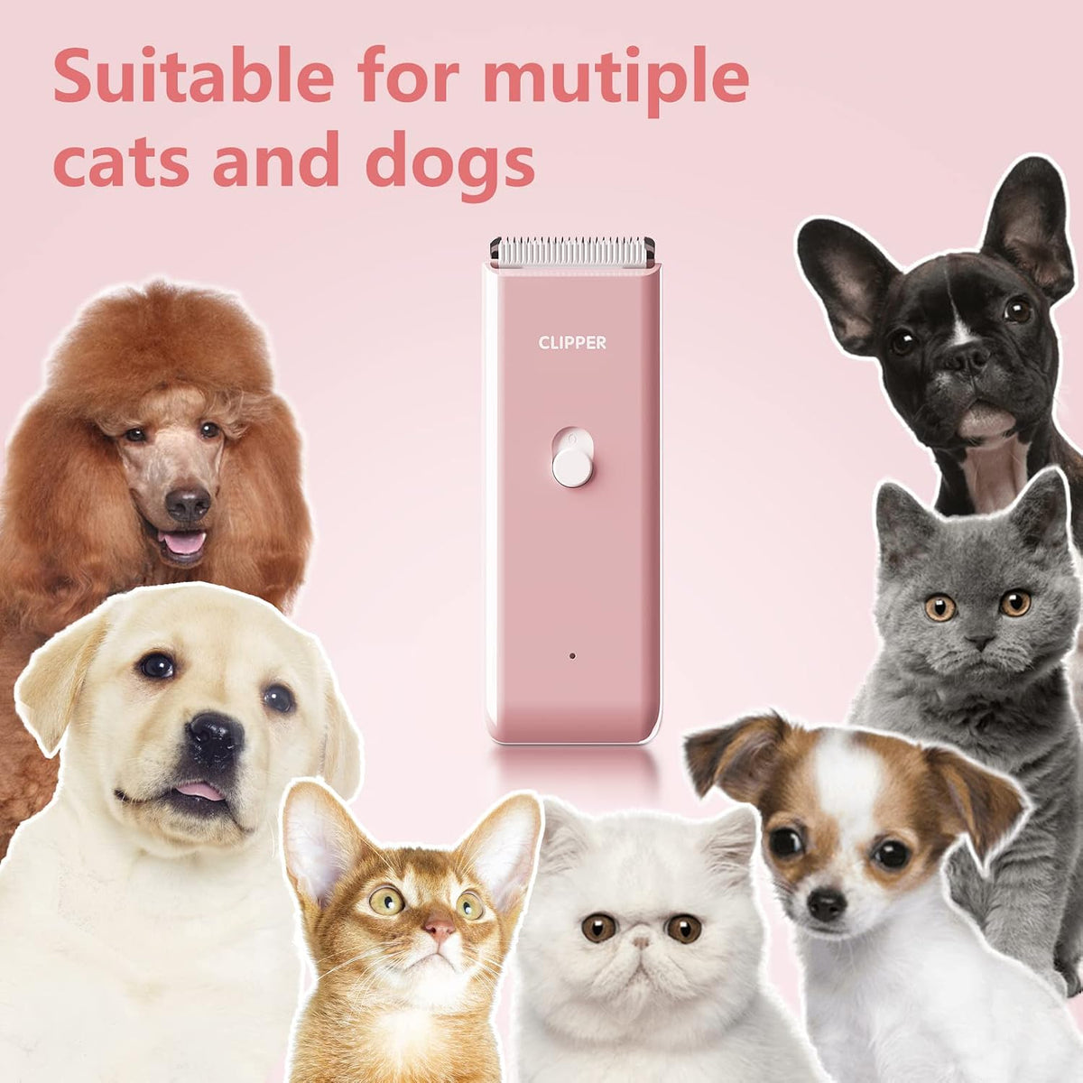 Professional Household Waterproof Low Noise Pet Hair Clippers - Ap005-pink - image 3