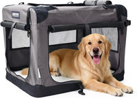 JESPET 3 Door Soft Dog Crates Kennel - Dark Grey / X-Large(36"L x 24"W x 27"H)