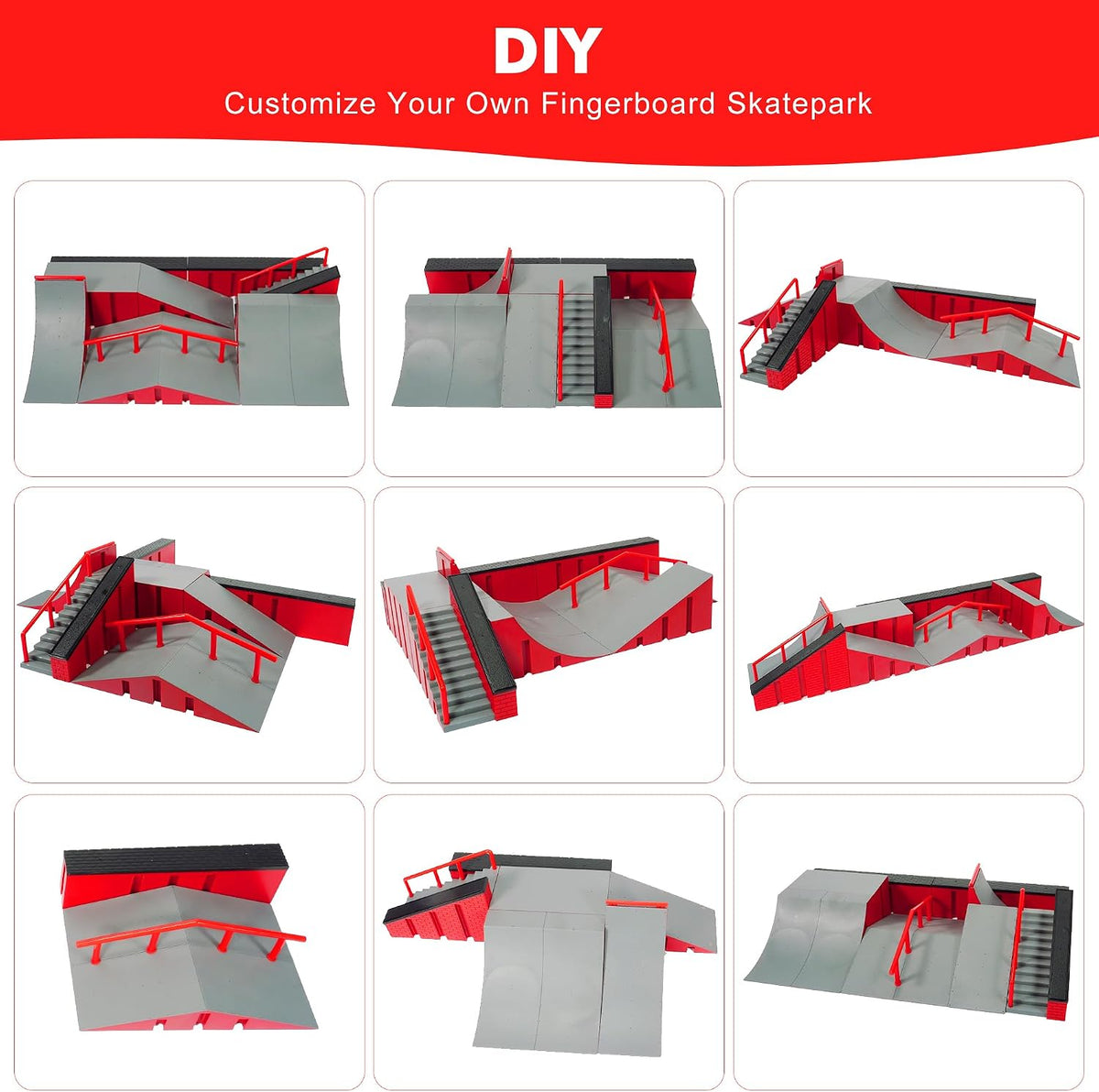 BCY hohipi 9 in 1 finger skateboard park kit with ramps, fingerboards, finger bike and scooter - view 3