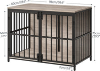 HOOBRO 38.6" Dog Crate Furniture, Wooden Dog Kennel Indoor - 38.6"L x 23.6"W x 29.5"H / Greige - image 4