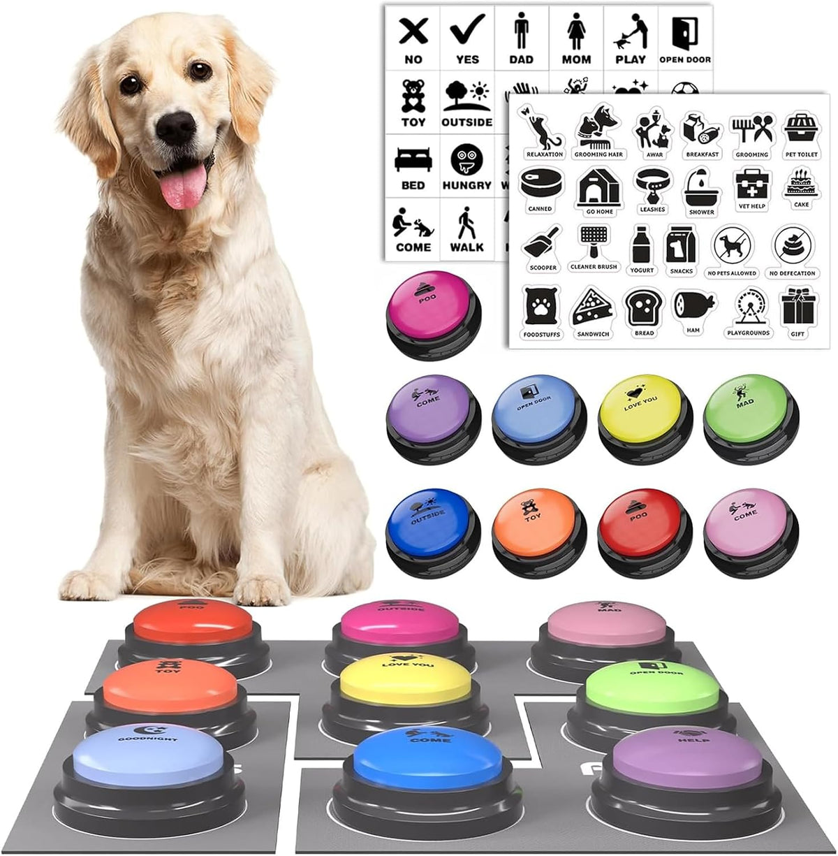 Dog Buttons for Communication - B-9 Pack