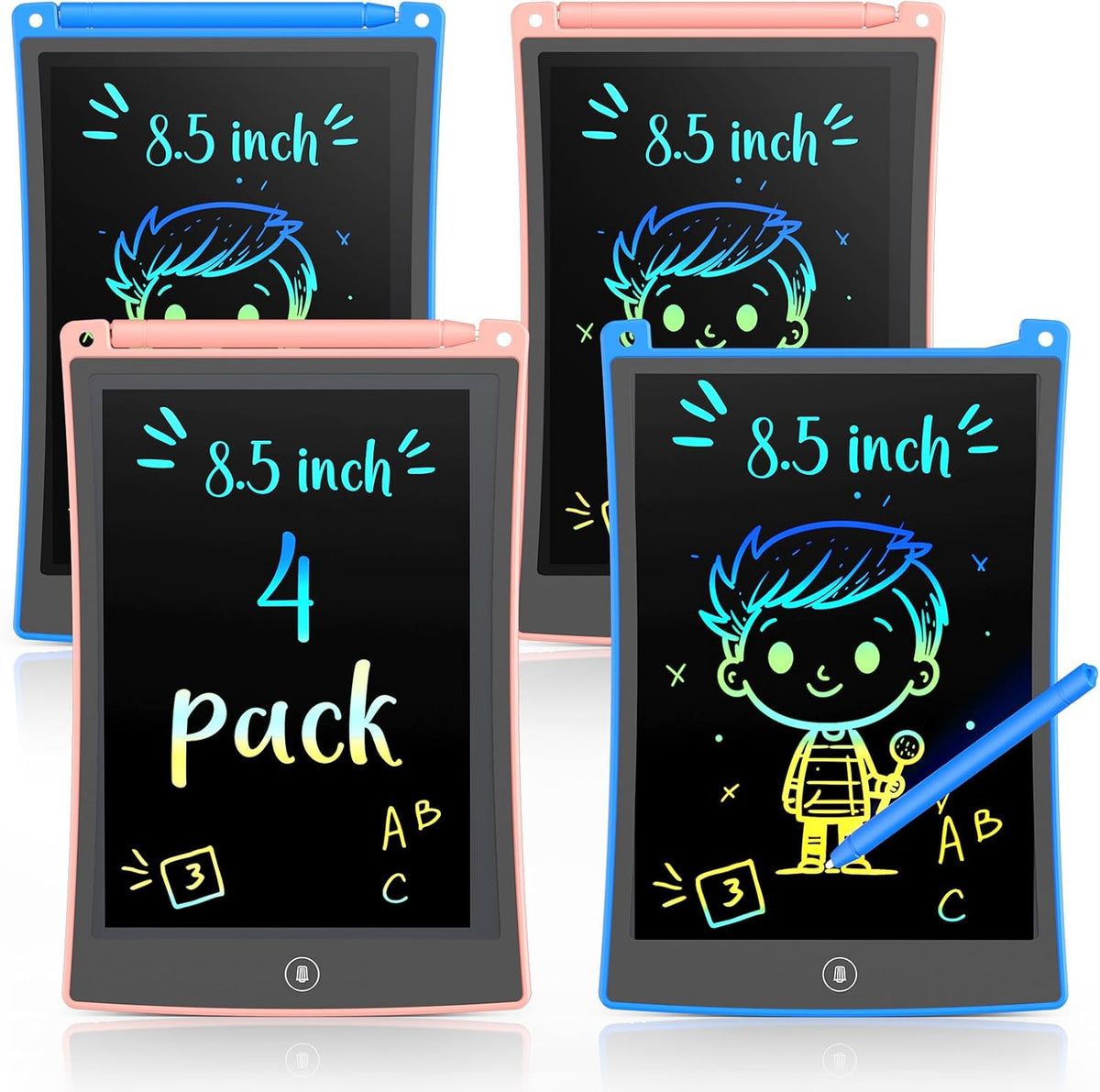 TEKFUN 2 Pack LCD Writing Tablet with Stylus - Blue+4pack / 8.5 inch