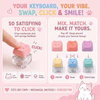 6 Pcs Keyboard Fidget Toy Keyboard Fidget Keychain - Pastel / Cat / 6 - image 4