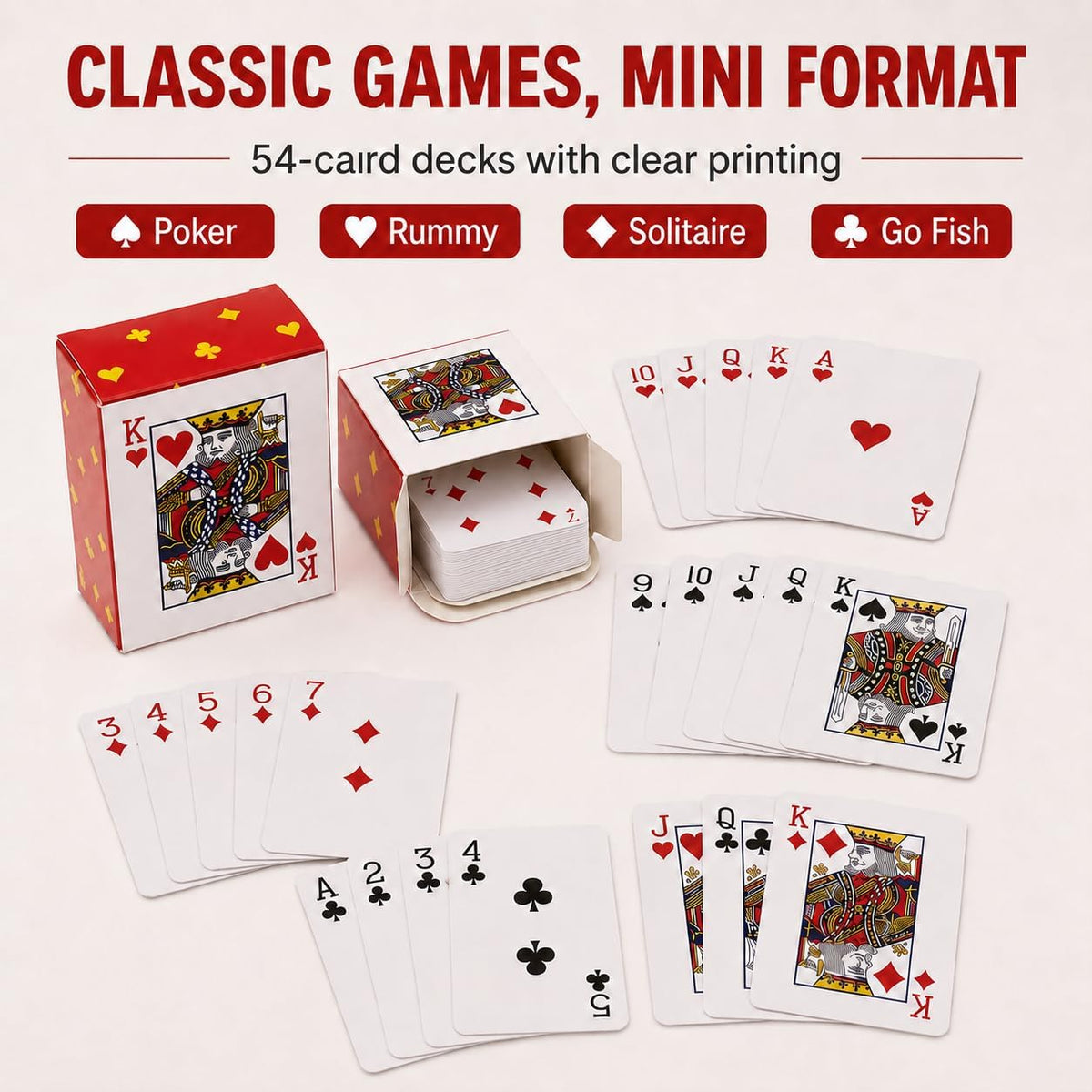 SHOWHIHI mini playing cards, 20 tiny red decks of 54 cards each, 1.65 inches tall - view 16
