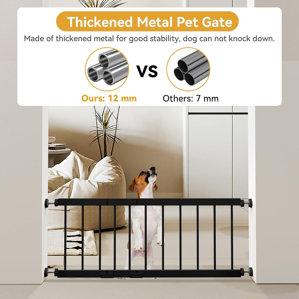 Dog Gate Indoor,18"-45" Adjustable Extra Wide Metal Short Dog Gate to Step Over, 10" Tall Small Pet - 18-45''W*18''H / Black - image 4