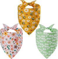 Spring Summer Dog Bandanas Large 3PCS, 6 Pattern Floral Scarf – Essentials for Dogs - Sping-26-GYP / X-Large