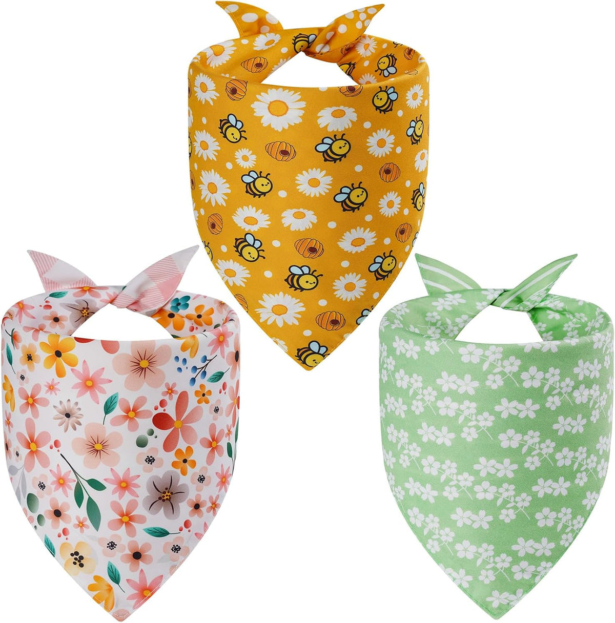 Spring Summer Dog Bandanas Large 3PCS, 6 Pattern Floral Scarf – Essentials for Dogs - Sping-26-GYP / X-Large