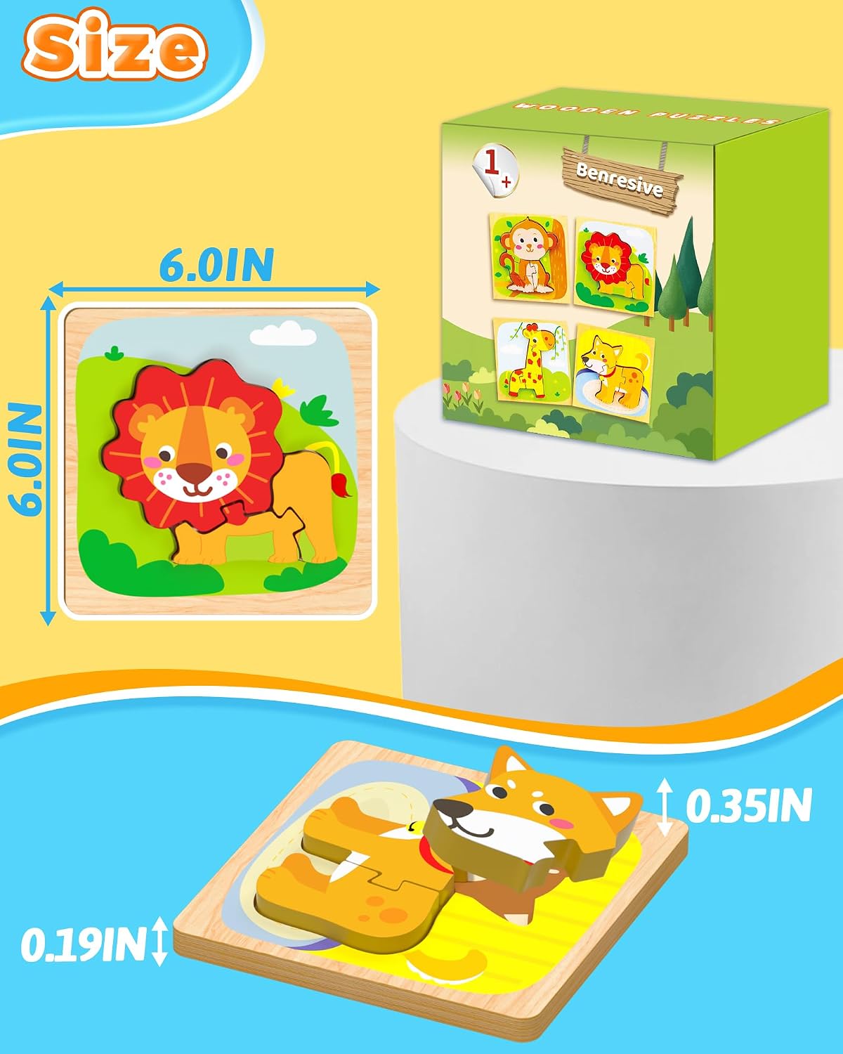 Benresive Wooden Toddler Puzzles - 4 PCS - image 3