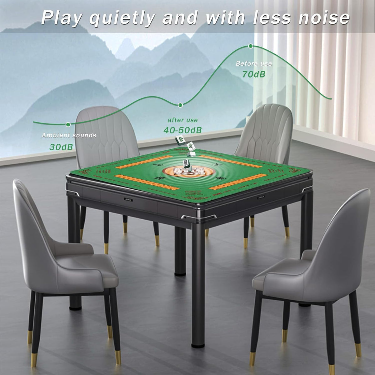 2F22E Mahjong Mat for Table 32.4" x 32.4" - Green - image 3