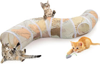 Glittme Cat Tunnel, Cat Tunnels for Indoor Cats - Beige Cat