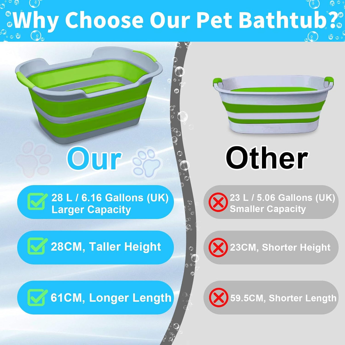 Collapsible Dog Bathtub, Portable Pets Bathing Tub for Puppy Cats, Gray – Essentials for Dogs - Medium / Green - image 2