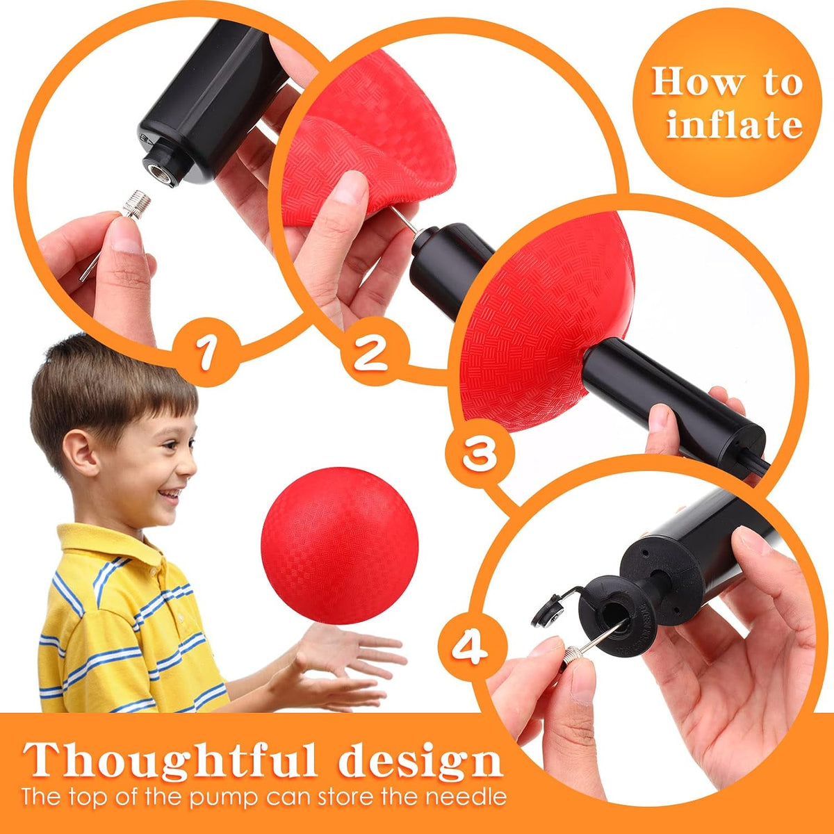 Yunsailing bulk dodgeballs, 24 6 inch playground balls with air pump - view 16