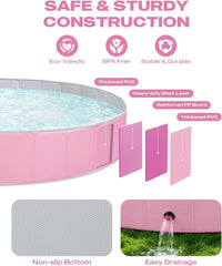 Jecoo Dog Pool for Large Dogs Kiddie Pool Hard Plastic Foldable Dog - Pink / L-55" x 12" - image 3