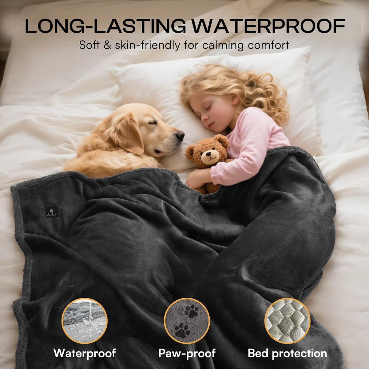 Luciphia Waterproof Pet Blanket - M (57" x40") / Black - image 3