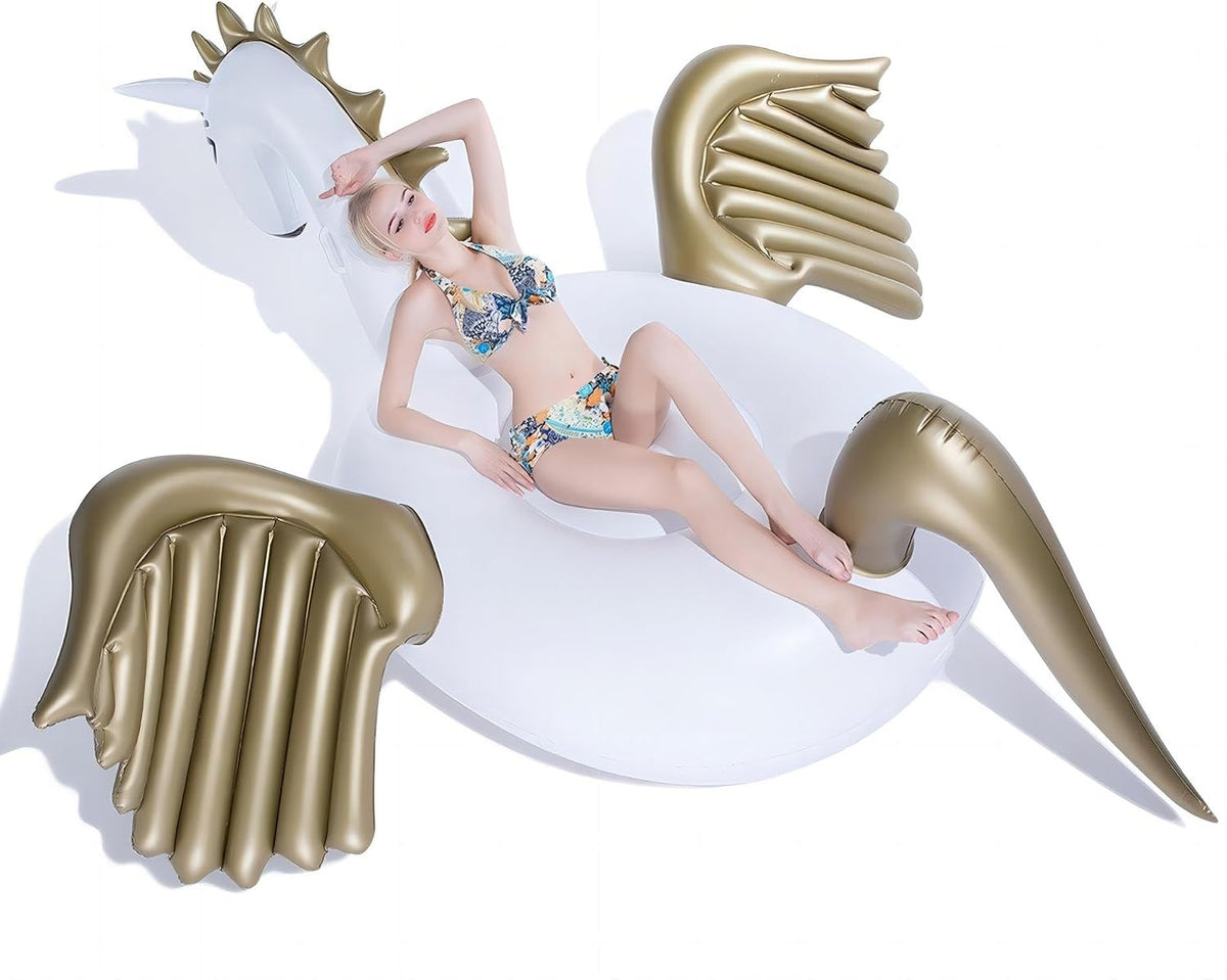 Jasonwell Giant Inflatable Flamingo Swan Pegasus Pool Float Summer - PegasusWhite / 3X-Large