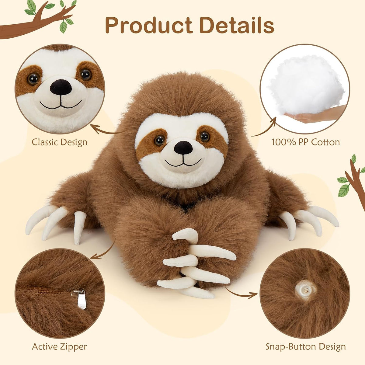 BENINY 31 Inch Giant Bunny Stuffed Animal - Sloth 28in - image 2