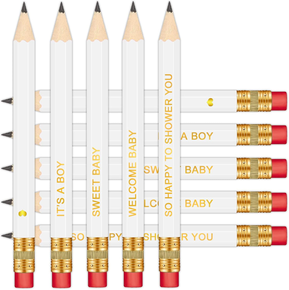 Baby Shower Pencils for Party Games, Neutral - White - It's a Boy