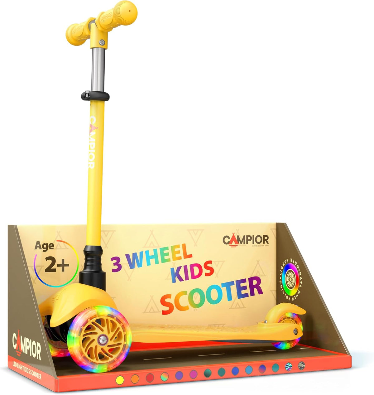 Brown Mini 3 Wheel Scooter for Kids - Yellow