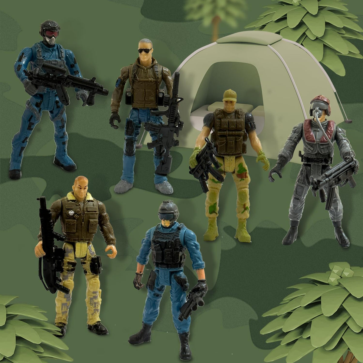 Army Men Action Figures, Soldiers Toys with Weapons for Boys 4-7 - Blue - image 3