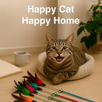 Cat Wand Toy Feather Sticks - 5 Piece Interactive Wands Toy Set with Feathers, Durable Spring Design - Perfect for Engaging Playtime Fun for Kittens and Cats - Cat Toys for Indoor Cats