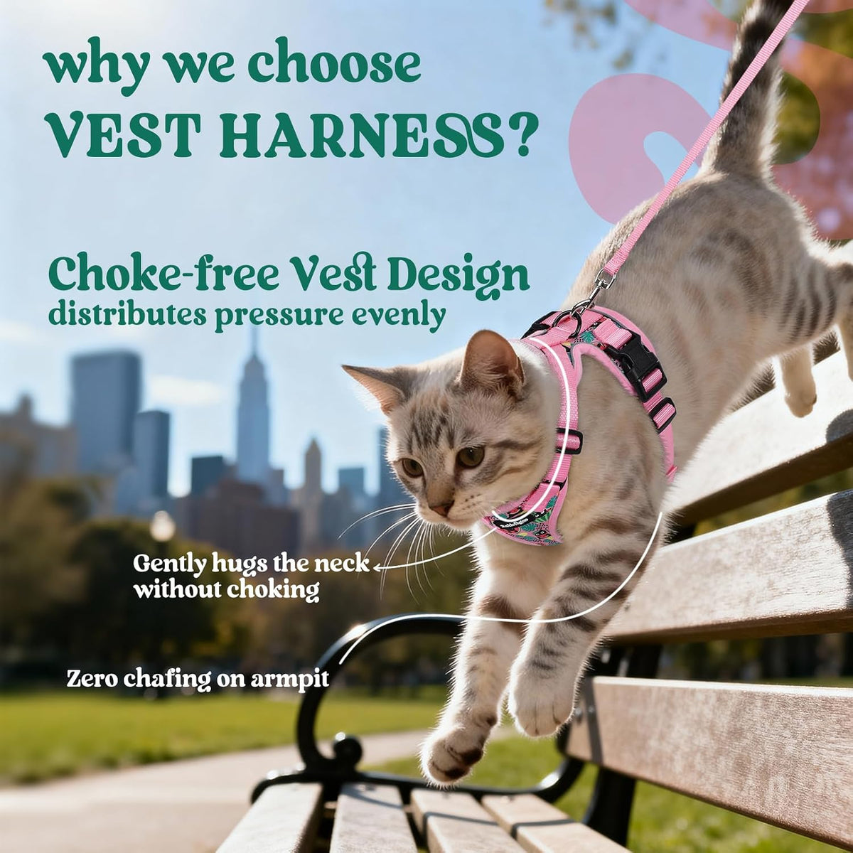 rabbitgoo Cat Harness and Leash Set, Escape Proof Vest - S / Melon Munch - image 2