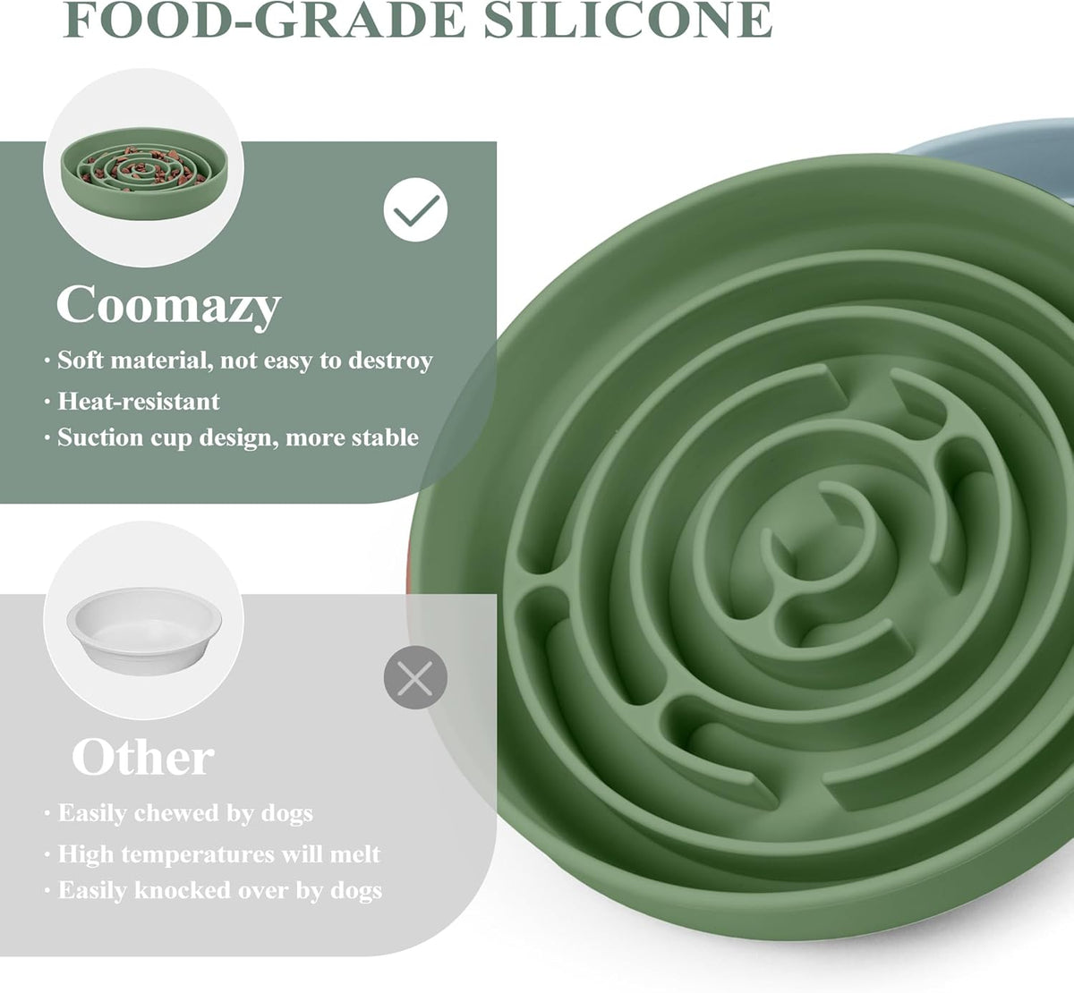 Coomazy Extra Large Slow Feeder Bowl - Avocado Green / L - image 4