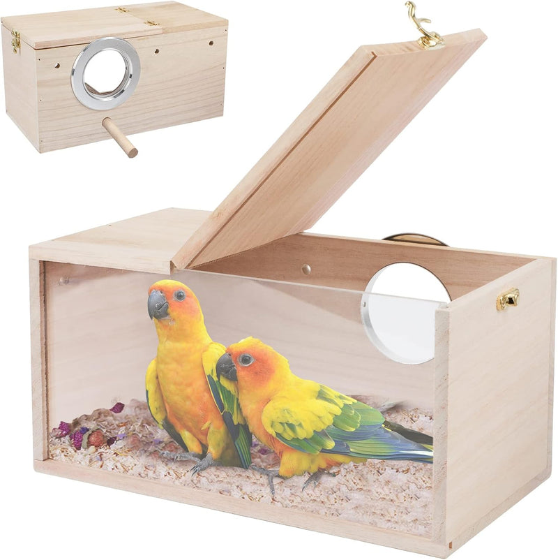 Parakeet Nesting Box, Cockatiel Bird Nest Box with Perch – Essentials for Birds - Medium / Thwartwise Bird Nest Box