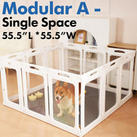 Clear Acrylic Dog Playpen Indoor, 24" H - White / 12 Panels / 24" Height - image 3