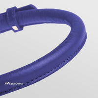 CollarDirect Rolled Leather Dog Collar, Soft Padded Round Puppy Collar, Handmade Genuine Leather Collar Dog Small Large Cat Collars 13 Colors (11-14 Inch, Purple Textured)