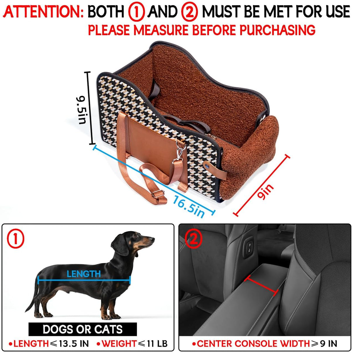 Center Console Dog Car Seat for Small Dogs - brown - image 2