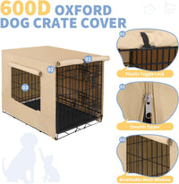 X-ZONE PET Dog Crate Cover Waterproof Kennel Cover - 30.0"L x 19.0"W x 21.0"H / Beige with Window - image 3