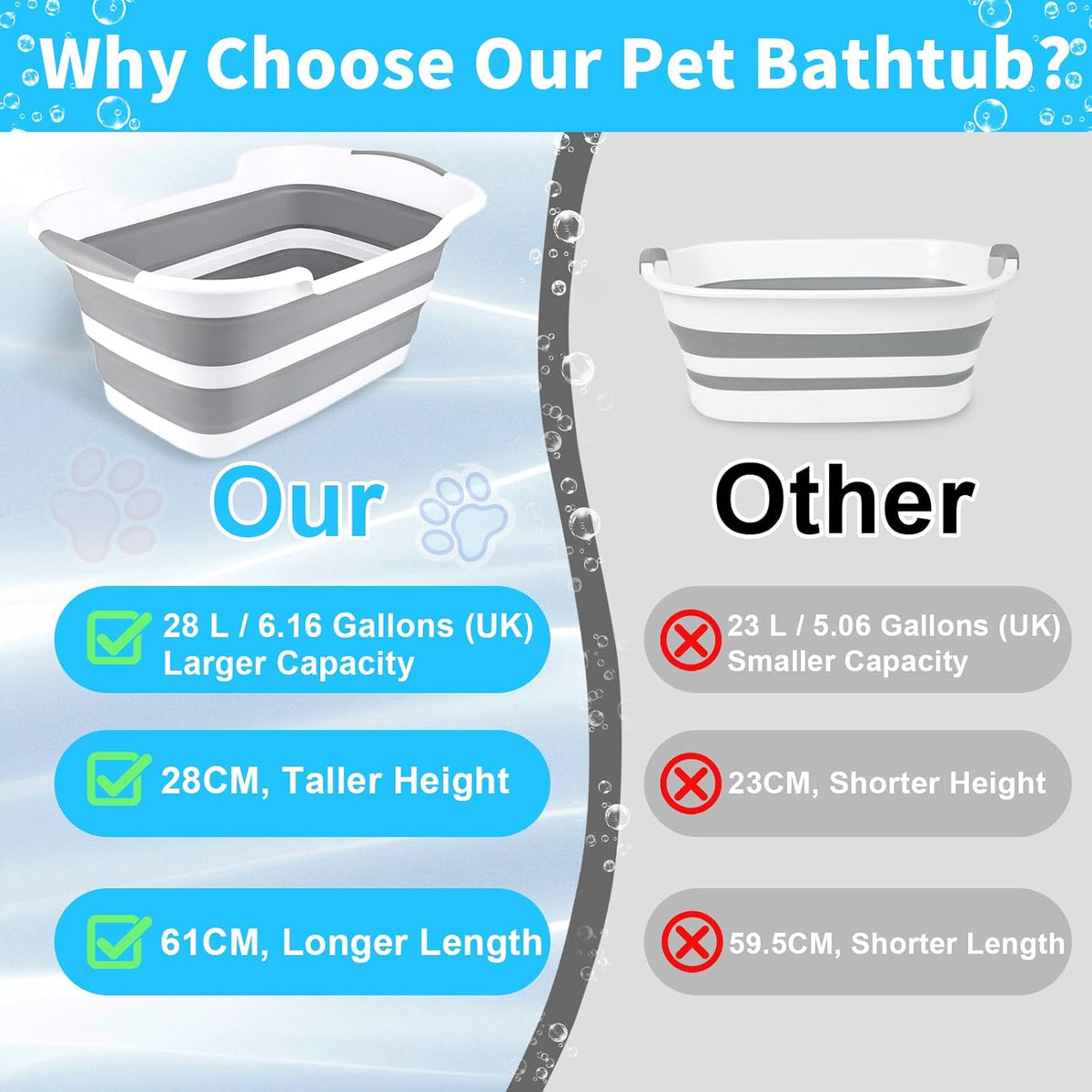 Collapsible Dog Bathtub, Portable Pets Bathing Tub for Puppy Cats, Gray – Essentials for Dogs - Medium / Grey - image 2