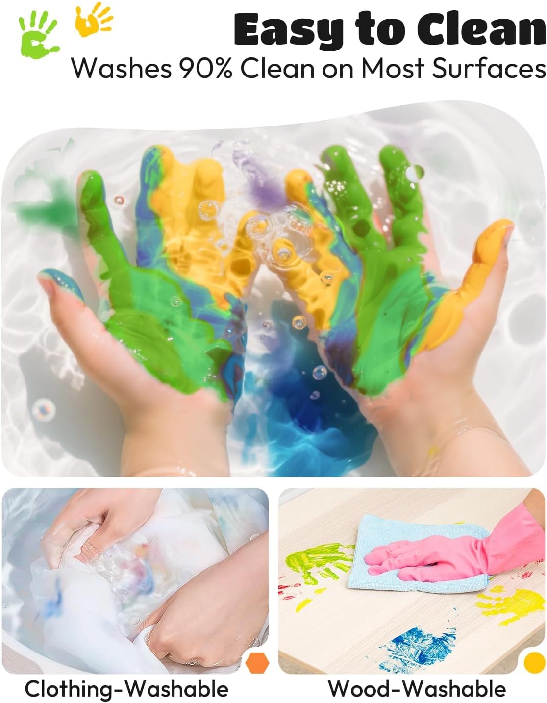 JUPITEARTH washable finger paint set for toddlers with 12 color tubes, apron, brush, palette and eye - view 7