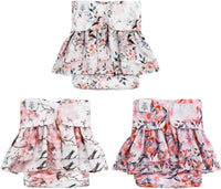 CuteBone Female Dog Diapers with Skirts 3 Pack Reusable Puppy Dresses - Birds&flowers skirts 3pcs / XS