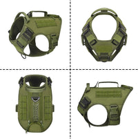 Tactical Dog Backpack Harness for Large Breed Original Design Metal - M / Green (with 2 pouches) - image 2