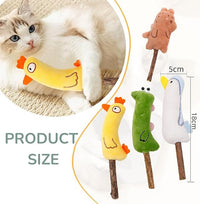 4-Piece Catnip Toys with Valerian Stick Catnip Toys with Various Cute Animal Styles, Plush Cat Toys for Indoor Cats, Cat Chew Toys Kitten Toys