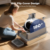 FURTIME Stainless Steel Litter Box with Lid - XXX-Large / Grey - image 3