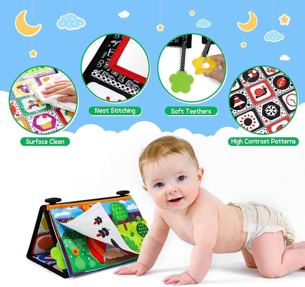 Dr.Rapeti Tummy Time Floor Mirror, Baby Mirror - Floor Mirror+cloth Book - image 3