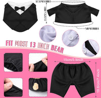 Minatee teddy bear tuxedo outfit in black and white with bow tie for 13 inch plush bears - view 3