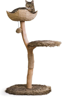 Wooden Cat Tree Tower, Modern Single Branch Cat Condo, Wood Cat Tree, Cat Climbing, Furniture for Cat, Cat Lover Gift, Cat Furniture,Cat Gift by MAU LIFESTYLE (Brown)