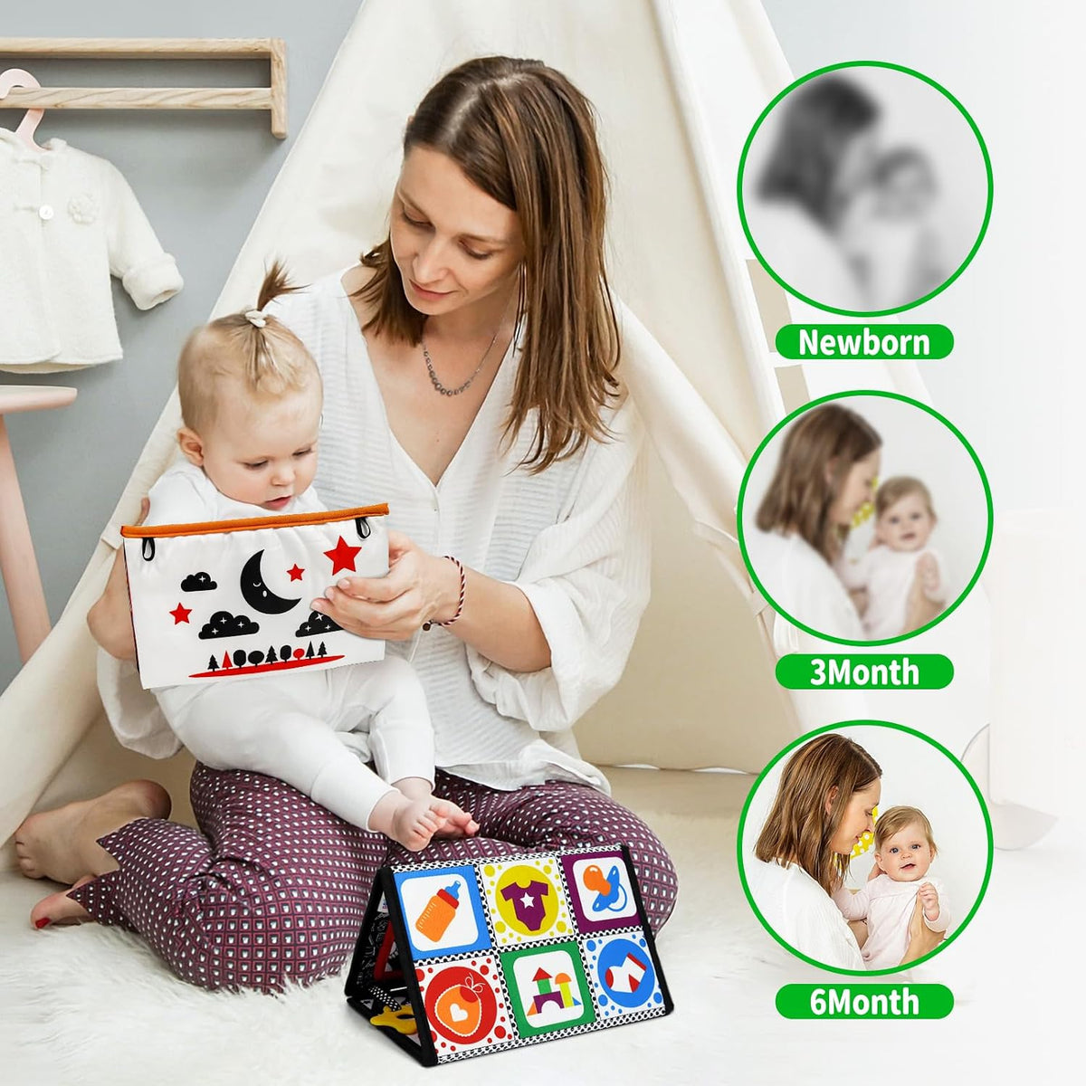 Dr.Rapeti Tummy Time Floor Mirror, Baby Mirror - Floor Mirror+cloth Book - image 4