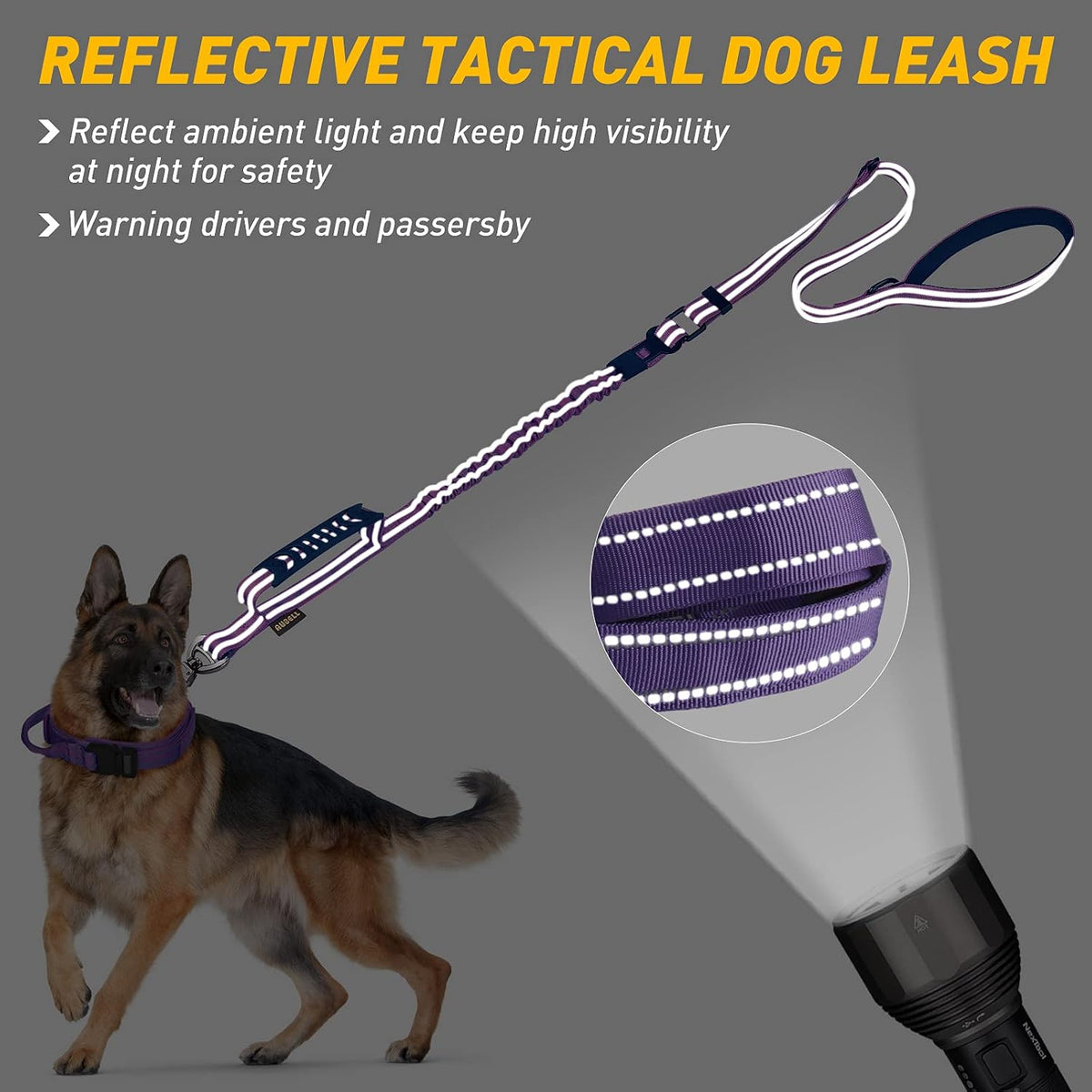 AUBELL Tactical Dog Leash Heavy Duty - Purple - image 3