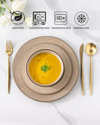 GBHOME Ceramic Dinnerware Sets, 18 Piece Embossed Elegant Stoneware Plates and Bowls Sets, Housewarming Wedding Gift | Dishwasher & Microwave Safe | Dishes Set Service for 8