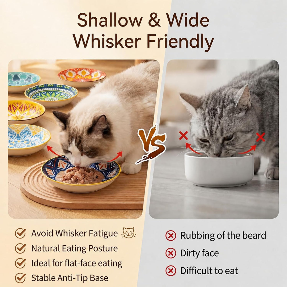 Ceramic Cat Food Bowls 6 Pack - Floral 1 - Pads Attached - image 4