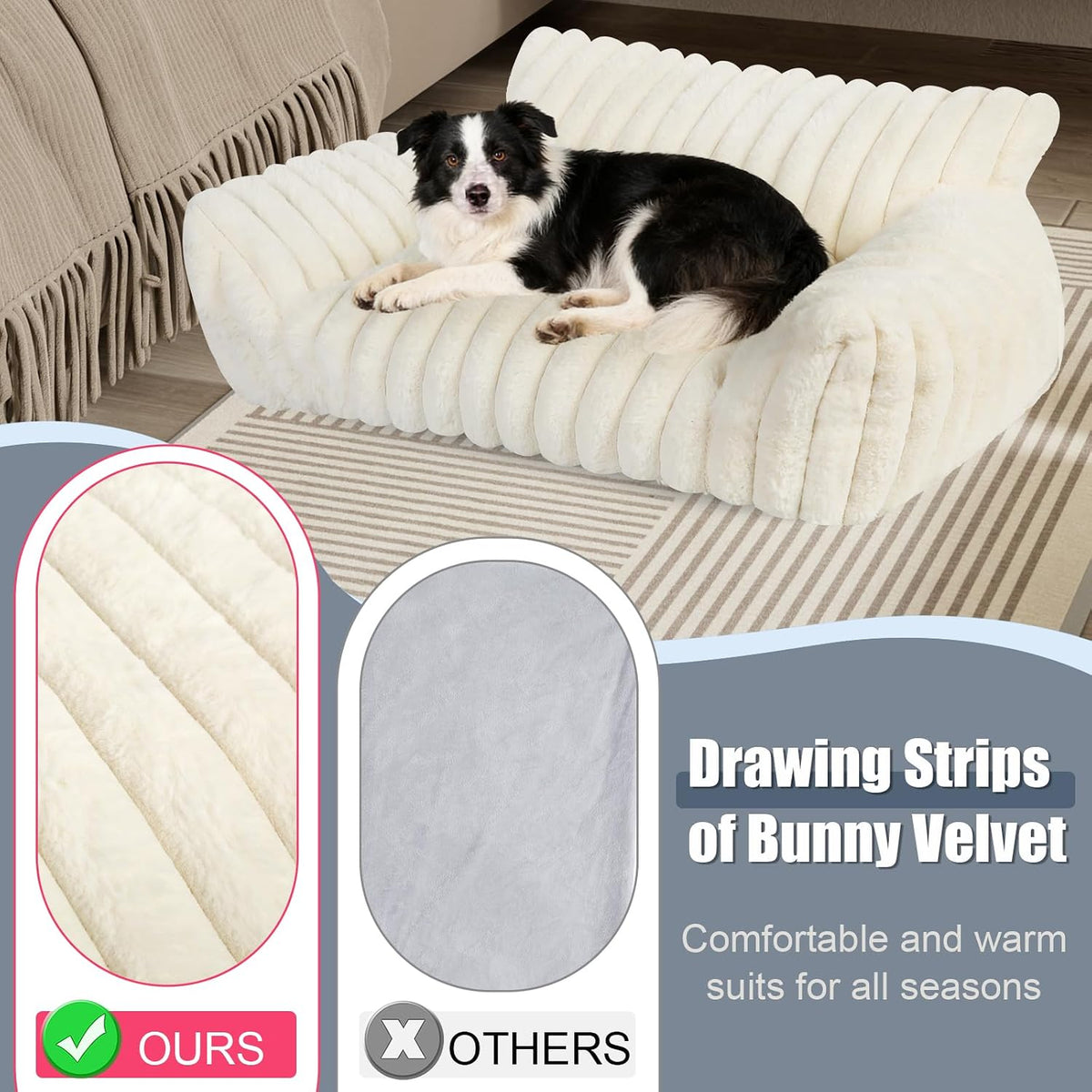 Cute Dog Couch for Medium Large Dogs, Dog Cat Couch Sofa - Large(36x27x10") / White - image 4
