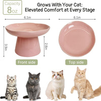 VCEPJH Elevated Cat Bowls 6.1in Wide Shallow Ceramic Raised Food Dish – Essentials for Cats - Pink(Pack of 1) - image 2