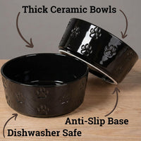 Ceramic Dog Bowl Set of 2 with Anti-Skid Base, 5.5"W x 2"H - Medium / Black - image 2