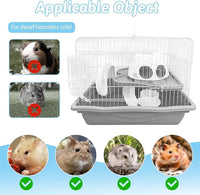 PINVNBY Dwarf Hamster Cage, Small Animal Cages, 2-Tier Travel Portable Mouse Cage Hamster Carrier with Castle House Running Exercise Wheels, Water Bottle and Food Dis（Gray）