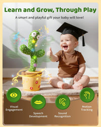 TWORIVER Adjustable Volume Dancing Talking Cactus Toy for Baby - Non-rechargeable-Green - image 3