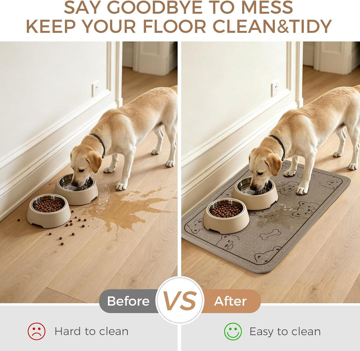 Dog Food Bowl Mat Pet Feeding Mat for Food Water 14.2x24In Grey – Essentials for Dogs - Cream Rectangle / 24"L x 16"W - image 3